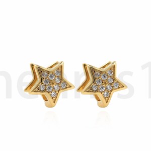Pentagram Stud Earrings, 18K Gold Filled Star Earrings, Double Sided Star Earrings, Micropavé CZ Constellation Stud Earrings, 10.5x10.5x11mm