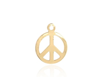 10 Pcs,18K Gold Filled Anti-war pendant, Peace Symbol Pendant, Round Openwork Pendant, DIY Necklace Bracelet Jewelry Supplies, 10x8x0.6mm