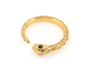 Snake Ring, Reptile Ring, 18K Gold Filled Adjustable Ring, Micropavé CZ Snake Charm, Statement Ring, Open Ring,Stacking Animal Rings
