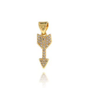 Archery Charm, Sports Charm, 18K Gold Filled Arrow Pendant, Micropavé CZ Arrow Charm, DIY Jewelry Supplies 20.6x6.5x2.2mm