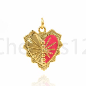 Love Charm,18K Gold Filled Rainbow Zircon Heart, Heart Charm, Gift for Her, DIY Jewelry Making Supplies,22x17x2.5mm