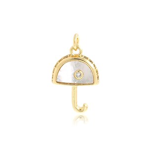 Umbrella Necklace,Umbrella Pendant,18K Gold Filled Rain Charm,Shell Charm,Umbrella Charm,Weather Necklace,DIY Jewelry Supplies,23x13.7x3.5mm