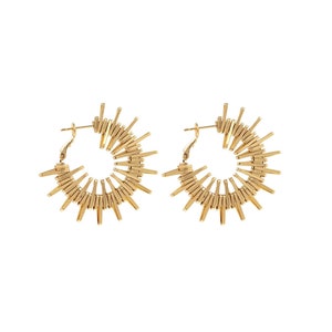 1 Pair,Sunburst Studs,Dainty Sunshine Earrings,  18K Gold Filled Sun Earrings, Dainty Earrings, Gift for Her, 43.5x40x3mm