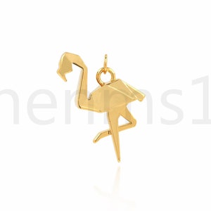 Paper Swan Charm, Origami Charm, 18K Gold Filled Swan Necklace, Bird Pendant, DIY Jewelry Supplies, 31x20x6.7mm