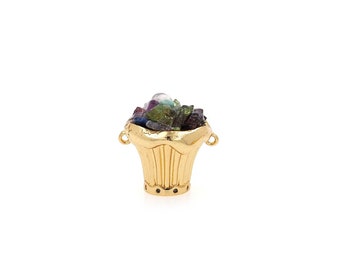 18K Gold Filled Flower Charm, Zircon Wreath Connector,Connector Charm, Flower Connector, DIY Jewelry Making Supplies,20x20.5x18mm