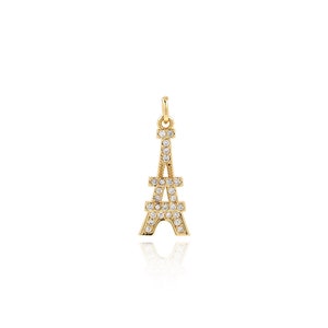 18K Gold Filled Tower Pendant,Micropavé CZ Tower Necklace, Dainty Charm, DIY Jewelry Making Supplies,25x8x2.3mm
