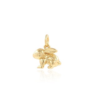 18K Gold Filled Rabbit Charm, Rabbit Necklace, Rabbit Pendant, Animal Pendant, Gift For Her,DIY Jewelry Making Accessory, 13x10x5.2mm