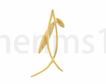 18K Gold Stuffed Olive Branch Necklace,Leaf Necklace,Leaf Pendant,Branch Pendant,Plant Pendant,Plant Charm,DIY Jewelry Supplies,39x14x1.5mm