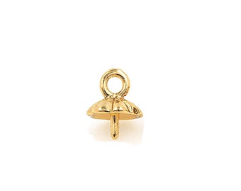 Cup With Peg Necklace Bails,Cup And Peg,18K Gold Filled Pearl Component Mounting,DIY Jewelry Making Supplies,8.2*6.4mm