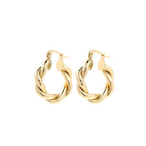 1 Pair,Gold Earrings,Pierced Earrings,18K Gold Filled Round Earrings,Twisted String Earrings, Gift for Her, 28.5x25.5x5mm