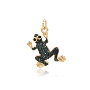 Frog Necklace,18K Gold Filled Toad Charm, Micropavé CZ Frog Pendant, Animal Pendant,Gift For Her,DIY Jewelry Making Supplies,24x16.5x3.8mm