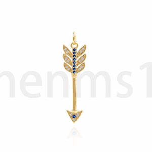 18K Gold Filled Arrow Pendant, Micropavé CZ Arrow Charm, Archery Charm, Sports Charm, DIY Jewelry Supplies 35x9x2mm