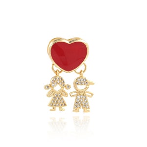 18K Gold Filled Couple Pendant, Micropavé CZ Love Charm, Necklace for Boys and Girls, Couple Charm,DIY Jewelry Supplies,28x19x4.5mm