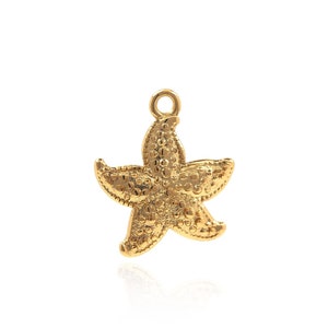 18K Gold Filled Starfish Pendant, Sea Life Charm, Starfish Charm,Micro pavé CZ Sea Life Pendant, DIY Jewelry Making Supplies,17x15.5x2.5mm