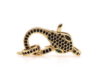 Snake Clasp, Animal Clasp, Lobster Clasp, Micropavé CZ Parrot Clasp, 18K Gold Filled Carabiner, Press Clasp,DIY Jewelry Supplies,12.5x29x7mm
