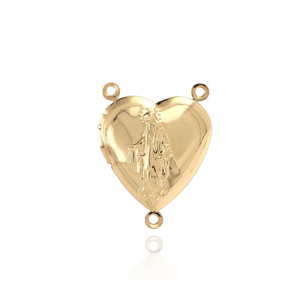 Virgin Heart Charm, 18K Gold Filled Heart Pendant,Photo Box Pendant,Picture Frame Necklace,Gift For Her,DIY Jewelry Supplies,25x19.5x6mm