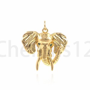 Wildlife Charm, Elephant Pendant, Micropavé CZ Elephant Charm, 18K Gold Filled Wildlife Necklace,DIY Jewelry Making Supplies,27x25x6mm