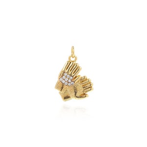 18K Gold Filled Clap Pendant, Gesture Pendant, Hand Necklace, Micropavé CZ Clap Charm, DIY Gesture Supplies,21.5x14x3mm