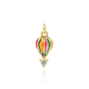 18K Gold Filled Hot Air Balloon Necklace, Micropavé CZ Hot Air Balloon Pendant, Enamel Travel Pendant, DY Jewelry Supplies, 17x6.5x3.5mm