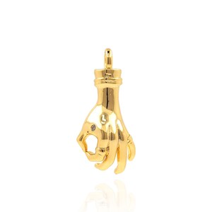 Gesture Pendant, 18K Gold Filled OK Gesture Pendant,Personalized Gesture Necklace, Gesture Charm，DIY Jewelry Making Supplies, 22.6*10*5.3mm