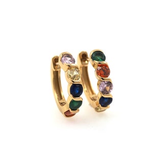 18K Gold Filled Minimalist Earrings,Twist earrings,Pierced Earring,Round Earrings,Earring Charm,Micropavé CZ Colored Diamond Earring,13x13mm