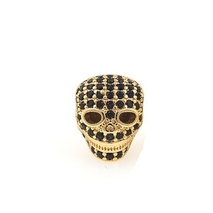 18K Gold Human Skull Spacer Beads, Micro pavé CZ Skull Spacer Beads, Skull Charm，Skull Jewelry Beads，DIY Jewelry Supplies, 11.4*9*10.8mm