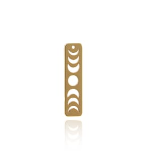 18K Gold Filled Bar Charm,Moon Necklace,Crescent Moon Charm, Rectangular Moon Pendant, Hammered pendant,DIY Jewelry Supplies,20x5x1mm