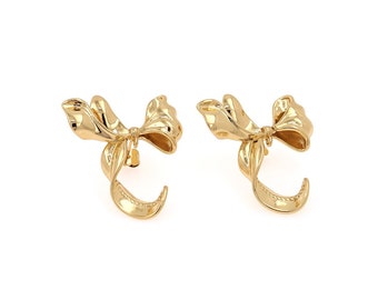 Pierced Earrings, Bow Earrings,Dainty Bow Jewelry,18K Gold Filled Tie Earrings,Gift For Her,DIY Jewelry Supplies,33.7x31x7mm