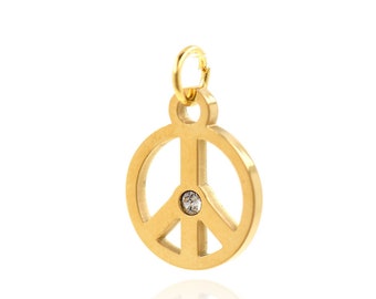 Stainless Steel Peace Symbol Charms, 18K Gold Filled Anti-war pendant, Round Openwork Pendant, DIY Jewelry Making Supplies, 18.2*12*1.3mm