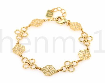 Filigree Bracelet, 18K Gold Filled Symbol Bracelet, Splicing Link Bracelet, Friendship Bracelet, 18cm