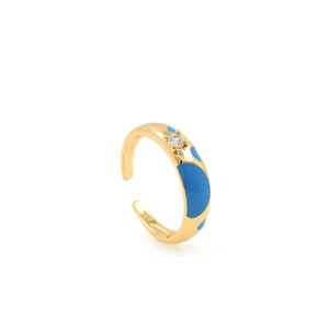 18K Gold Filled Open Ring, Enamel Ring, Simple Ring, Micropavé CZ Adjustable Ring, Zircon Ring,Dainty Rings,Stackable Rings,Gifts For Her