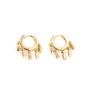 Tassel Hoops Earrings,Tassel Drop Earrings,Long Earrings,Chain Earrings,18K Gold Filled Claw Earrings,Gift For Her,26x19.4x3mm