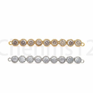 Bar Round Connector, Micropavé CZ Connector, Zircon Connector, 18K Gold Filled Bracelet Connector, DIY Jewelry Making Supplies,50x5x3.5mm