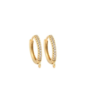 18K Gold Filled Round Earrings, Micropavé CZ Pierced Earrings, Hoop Earrings,Earring Charm,Gift For Her, DIY Jewelry Supplies,15x13x1.5mm