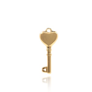 18K Gold Filled Key Necklace, Key Jewelry, Heart Pendant, Heart Key Pendant, Gift For Her,Key Charm,DIY Jewelry Supplies, 20x8x2.5mm