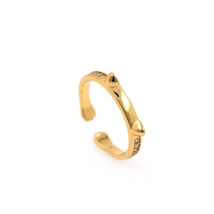 18K Gold Filled Cat Ears Rings,Diamond Rings, Micropavé CZ Adjustable Rings,Minimalist Rings, Cat Jewellery, Micropavé CZ Pet Gift For Cat,