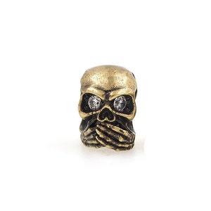 18K Gold Mouth Cover Skull Spacer Bead,Antique Skull Beads，Micro pavé CZ Skull Spacer Beads,Skull Charm,DIY Jewelry Supplies,13.3*8*9.5mm