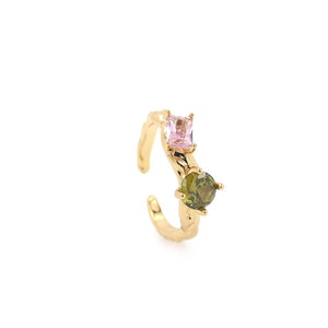 18K Gold Filled Dainty Rings,Square Zircon Rings,Micropavé CZ Square Rings, Boho Rings, Minimalist Rings,Round Zircon Rings,Adjustable Ring