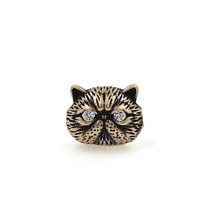 Animal  Beads,18K Gold Filled Cat Head Beads,Vintage Cat Head Beads,Micro pavé CZ Cat Spacer Beads,DIY Jewelry Supplies,9.6*12.7*7.8mm