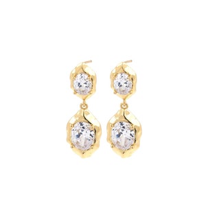 Boho Earrings, Micropavé CZ Dangling Earrings,Oval Earrings 18K Gold Filled Drop Earrings,DIY Jewelry Making,34.5x16.5x12mm