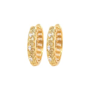 Micropavé CZ doorboorde oorbellen, 18K goud gevulde ronde oorbellen, mesh oorbellen, cadeau voor haar, DIY sieraden maken benodigdheden, 32*5mm