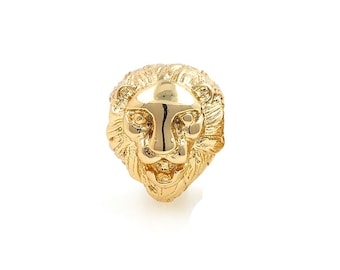 Animal Head Beads，18K Gold Filled Lion Head Beads,Lion Spacer Beads,Wildlife Beads,Lion Head Beads,DIY Jewelry Supplies, 12*10*10mm