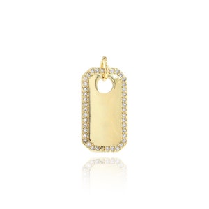 Square Charm,Micropavé CZ Square Pendant,Zircon Pendant,18K Gold Filled Creative Necklace,Zircon Charm,DIY Jewelry Supplies,23x11.2x2.2mm