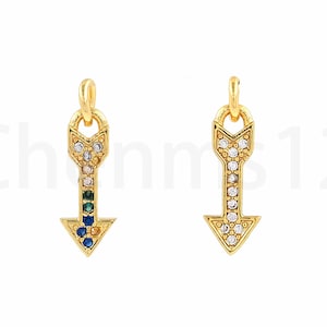 Archery Charm, Sports Charm, 18K Gold Filled Arrow Pendant, Micropavé CZ Arrow Charm, DIY Jewelry Supplies 5x15.5x1.5mm