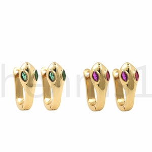 Reptiel oorbellen, snake sieraden, dierlijke oorbellen, 18K goud gevulde slang oorbellen, snake charme oorbellen, slang charme, 12x11.5x5mm