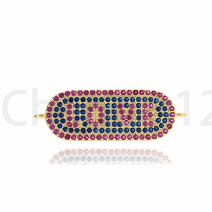 18K Gold Filled LOVE Text Connector, Micropavé CZ Hand Link Connector, Oval Connector, Love Charm,DIY Jewelry Making Supplies,11x32.5x2mm