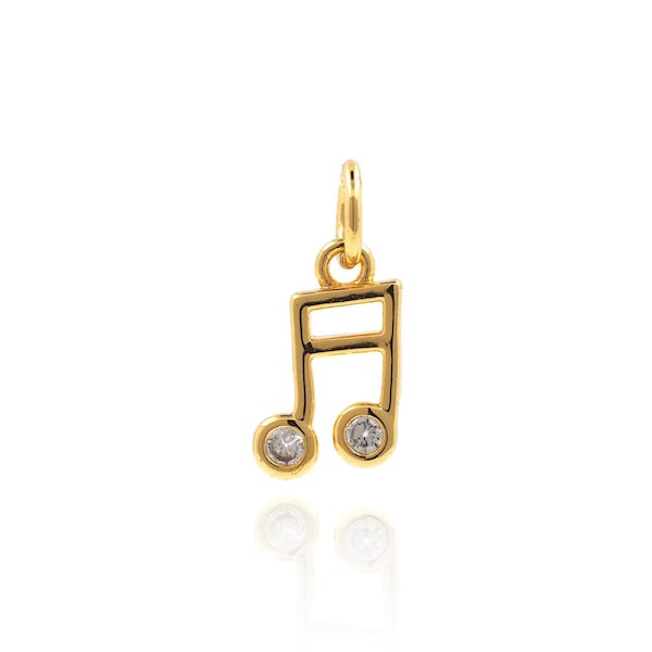 18K Gold Filled Note Charm,Micropavé CZ Musical Note Pendant,Musical Sheet Pendant,Musician Jewelry，DIY Jewelry  Supplies，10.5*5.1*1.4mm