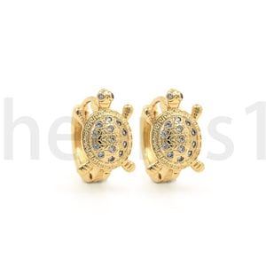 Turtle Earrings, 18K Gold Filled Turtle Stud Earrings, Simple Animal Earrings, Sea Life Stud Earrings, Turtle Drop Earrings, 14.5x15x10mm