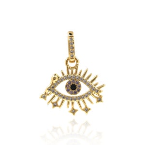 Enamel Evil Eye Charm, 18K Gold Filled Evil Eye Pendant, Polaris Pendant, Polaris Eye Charm, DIY Jewelry Making Supplies, 26.5*20.5*1.8mm