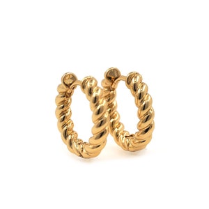 Twist Earrins, 18K Gold Filled Round Earrings, Boho Earrings,Chain Earrings,Hoop Earrings,Earring Charm,Gift For Her,20.5x21.5x4mm